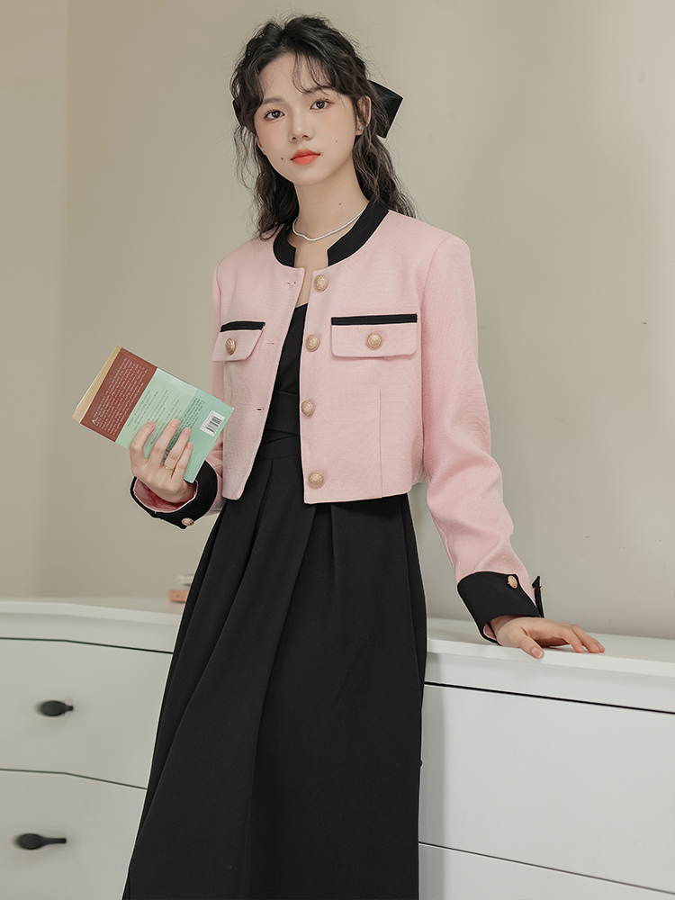 Early Autumn Pink Two-Piece Dress Set for Women 2023 Slimming - Style daa4f3