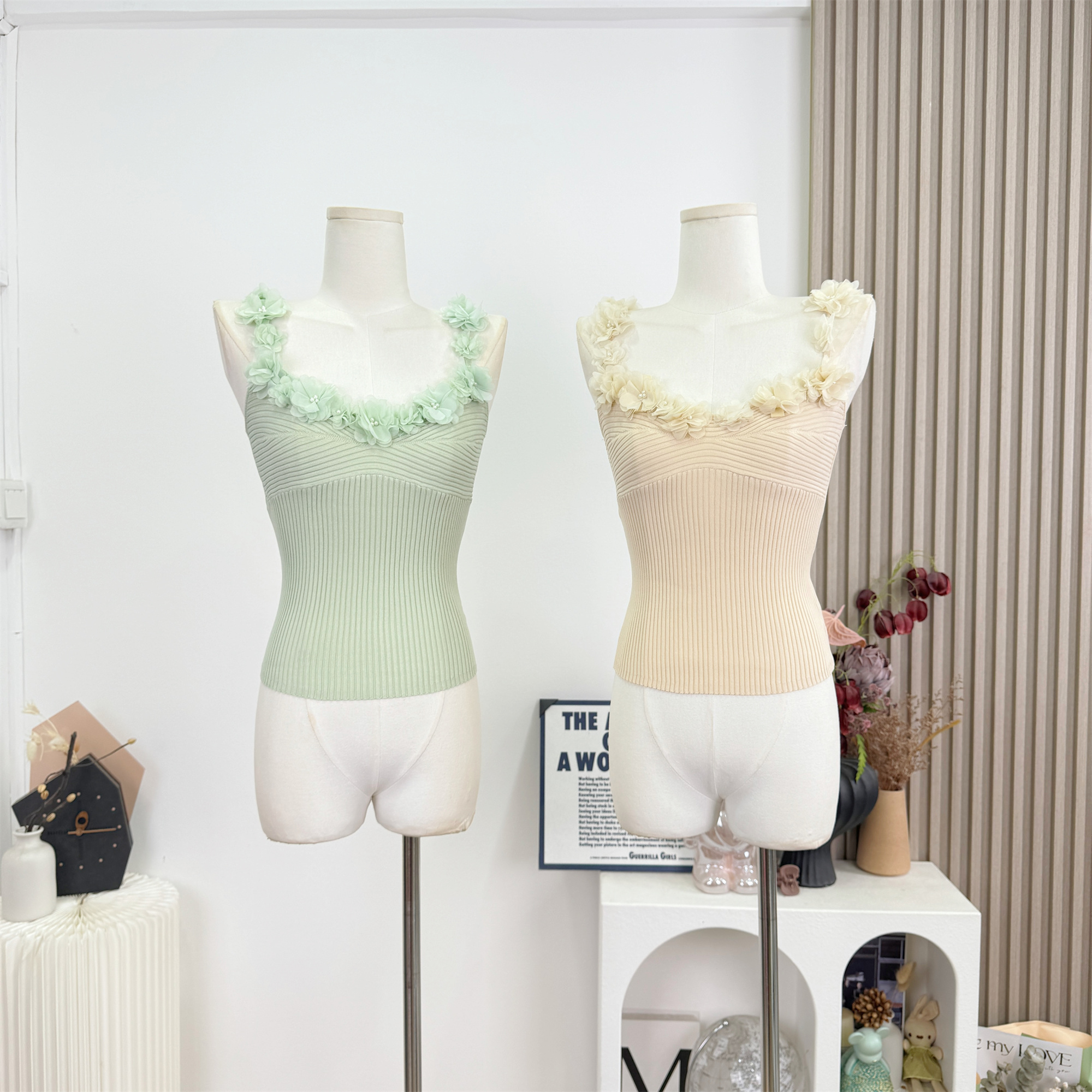 Custom Summer Garden 3D Flower Knit Cami Top for Women - Image 5