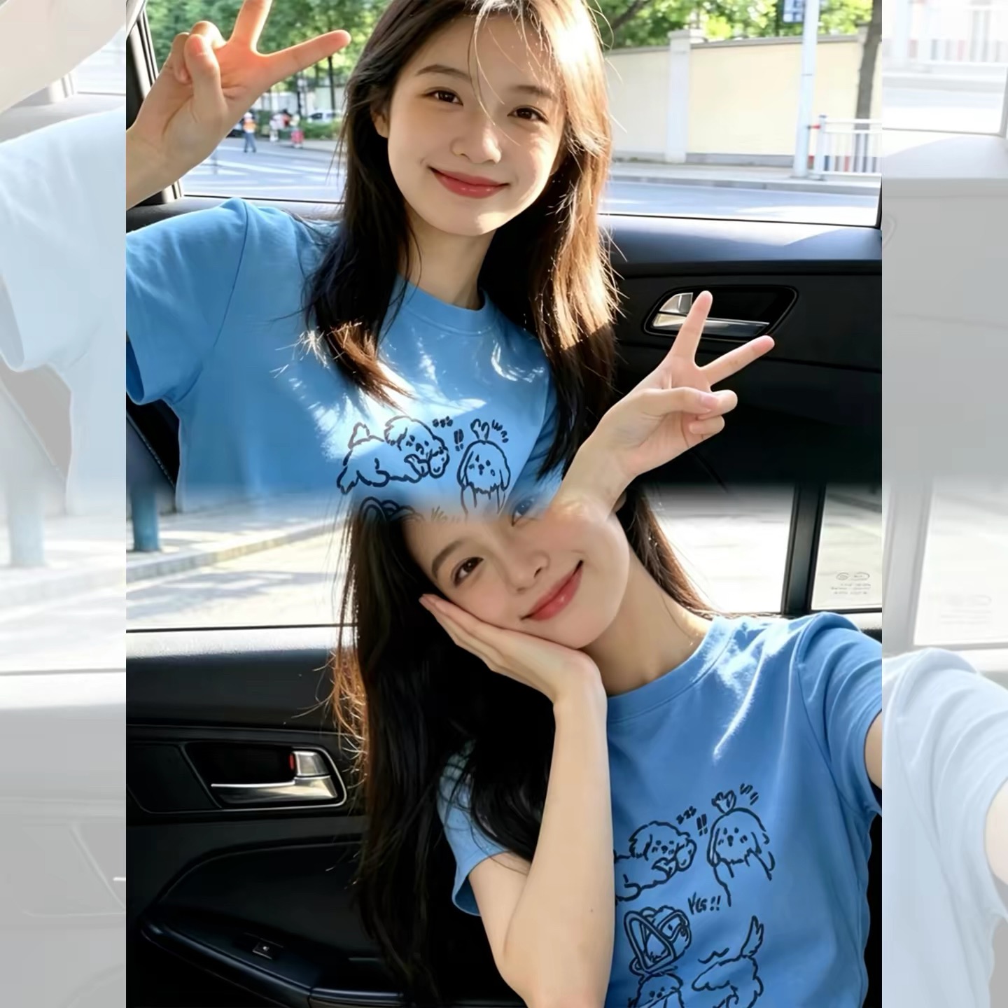 Cute Puppy Slim Fit Short Sleeve T-Shirt for Women 2026 Summer Korean Style Top