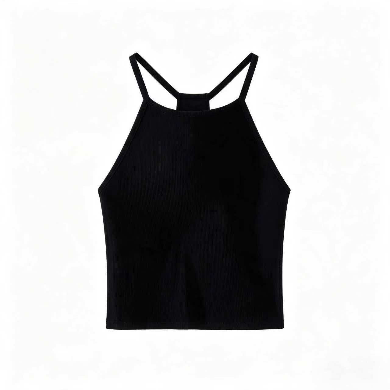 Korean Style Black Open Back Cami Knit Top Women 2026 Fall OOTD Two Piece Set - Image 4