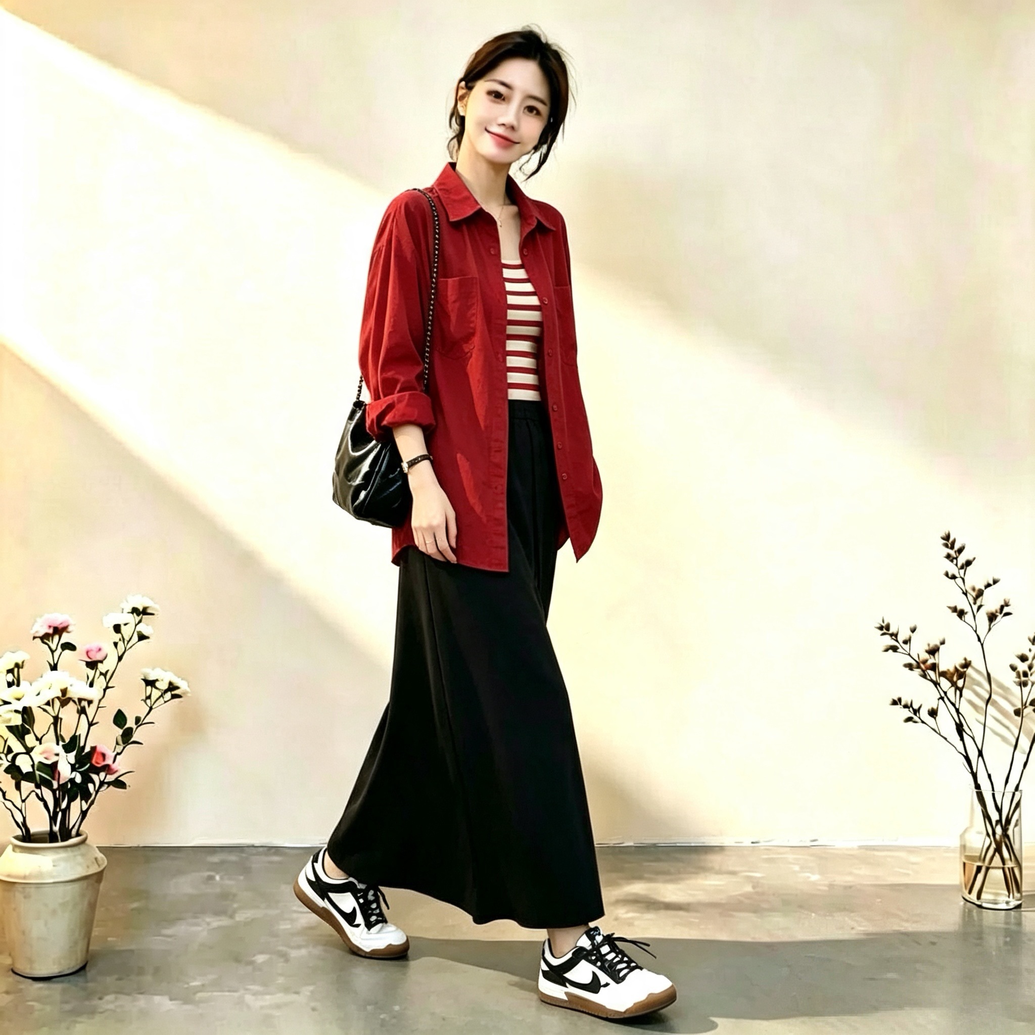 Dopamine Red Relaxed Sun Protection Long Sleeve Shirt Jacket Women 2026 Autumn Fashion Set - Image 2