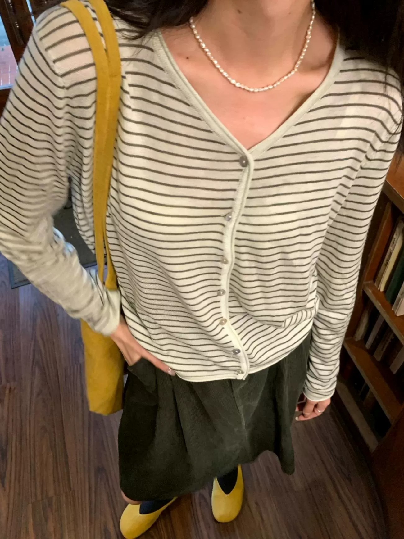 Korean Style Striped Knit Cardigan Women Early Autumn 2026 Loose Slimming Versatile Commute Long Sleeve Top